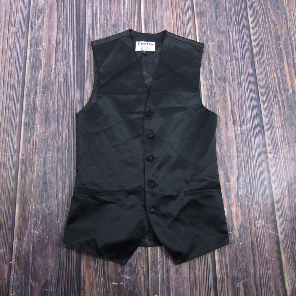 Tuxedo Park Suit Vest Mens XS Black Formal Wedding Prom Polyester Waistcoat